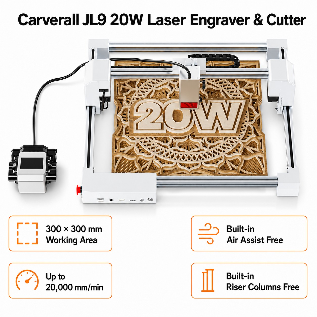Industrial Laser Engraving Machine - Carverall JL9 20W Graveur et Découpeur